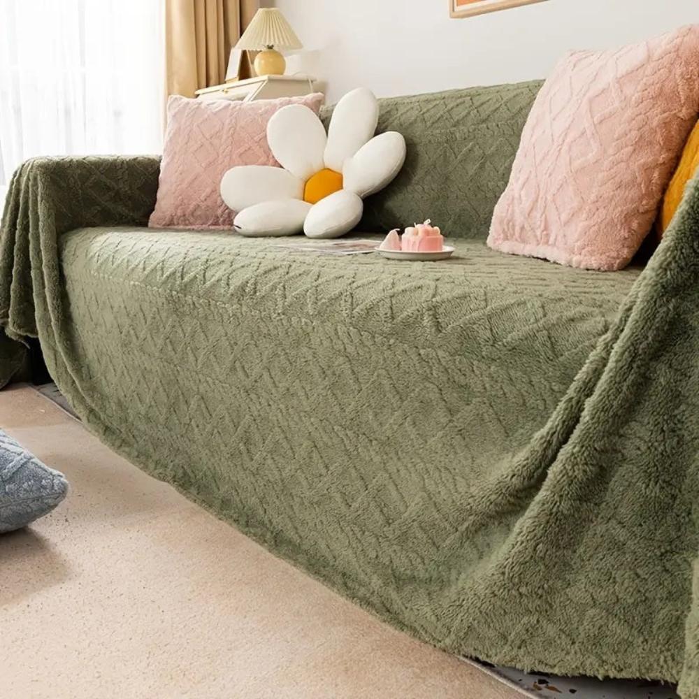 VeloursNest: Copertura per divano in lussuoso cashmere con look Sherpa e design Jacquard – per divano e lounge