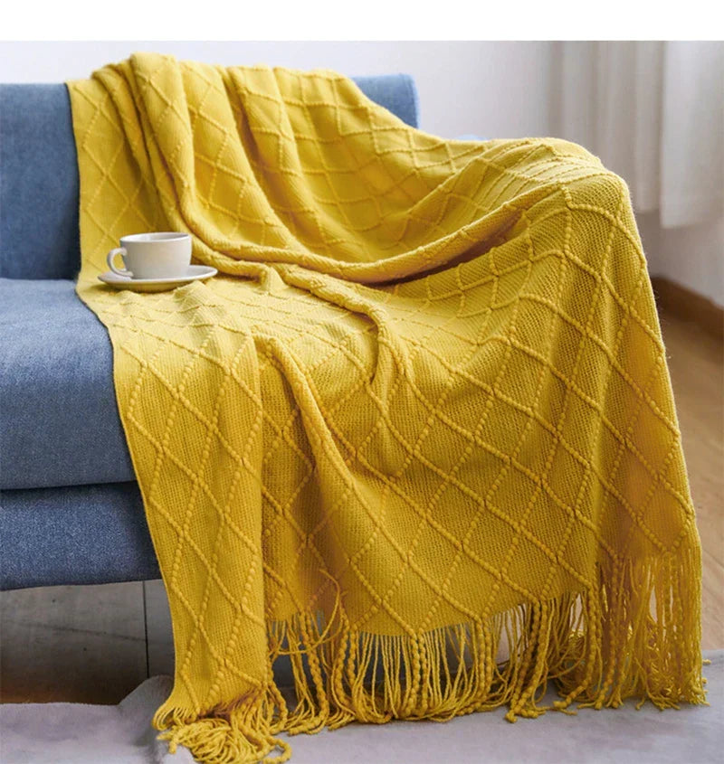 VeluCasa: Coperta di Maglia Boho di Lusso – Coperta Chunky per Camera da Letto e Divano