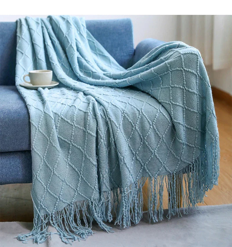 VeluCasa: Coperta di Maglia Boho di Lusso – Coperta Chunky per Camera da Letto e Divano