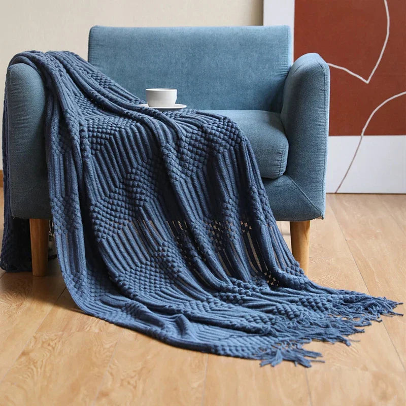 VeluCasa: Coperta di Maglia Boho di Lusso – Coperta Chunky per Camera da Letto e Divano
