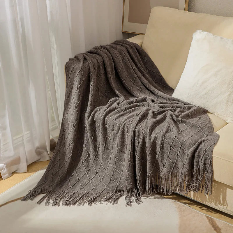 VeluCasa: Coperta di Maglia Boho di Lusso – Coperta Chunky per Camera da Letto e Divano