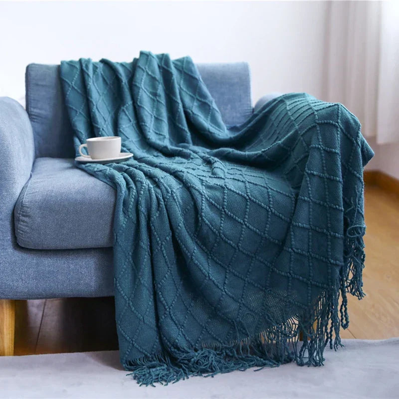 VeluCasa: Coperta di Maglia Boho di Lusso – Coperta Chunky per Camera da Letto e Divano