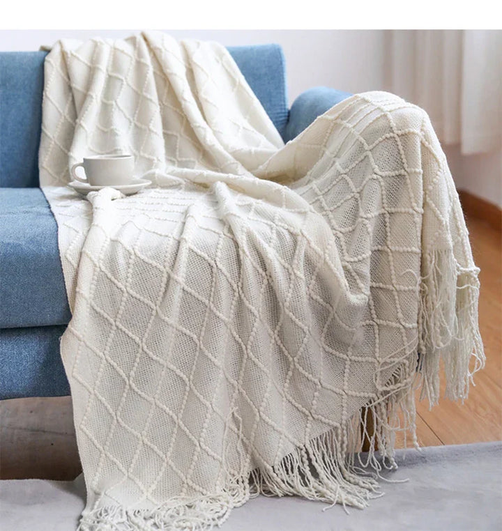 VeluCasa: Coperta di Maglia Boho di Lusso – Coperta Chunky per Camera da Letto e Divano