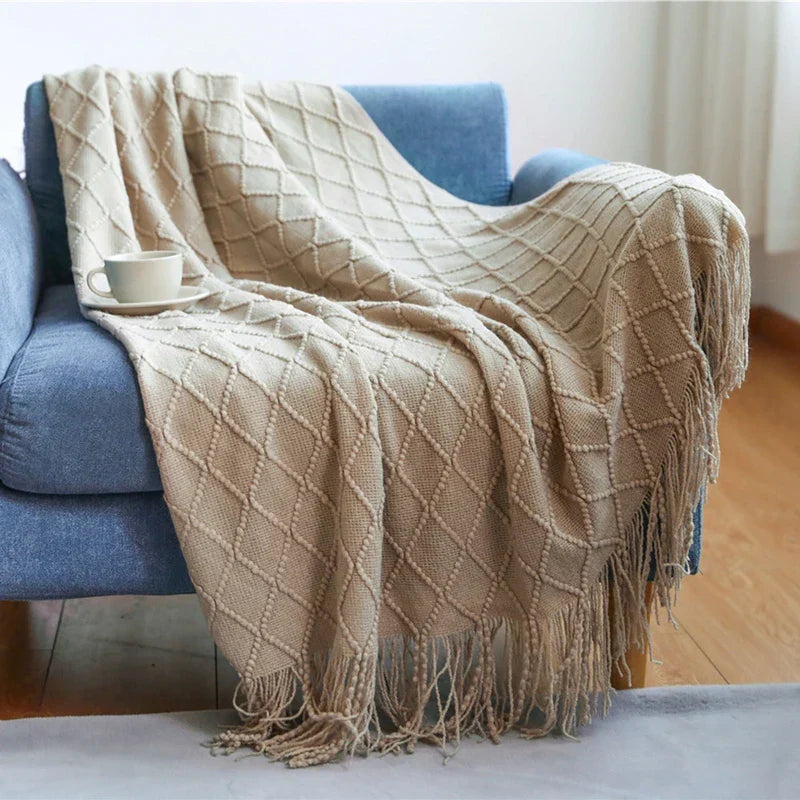 VeluCasa: Coperta di Maglia Boho di Lusso – Coperta Chunky per Camera da Letto e Divano