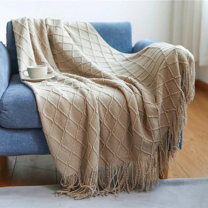 VeluCasa: Coperta di Maglia Boho di Lusso – Coperta Chunky per Camera da Letto e Divano