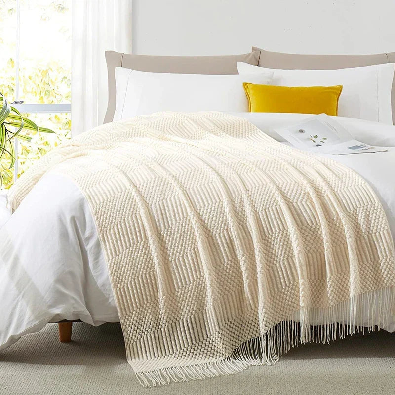 VeluCasa: Coperta di Maglia Boho di Lusso – Coperta Chunky per Camera da Letto e Divano