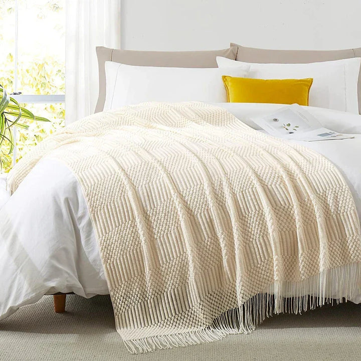 VeluCasa: Coperta di Maglia Boho di Lusso – Coperta Chunky per Camera da Letto e Divano