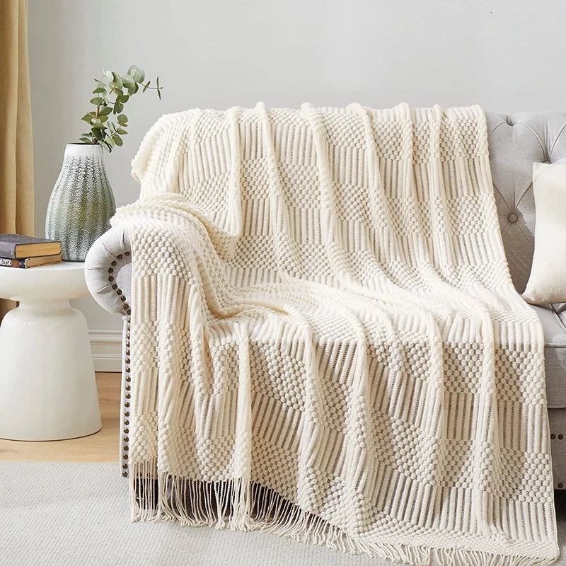 VeluCasa: Coperta di Maglia Boho di Lusso – Coperta Chunky per Camera da Letto e Divano