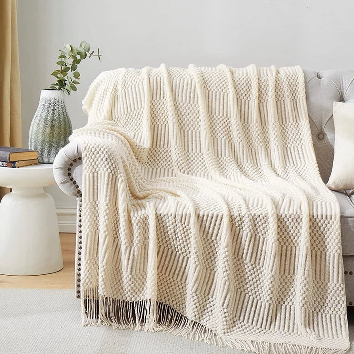 VeluCasa: Coperta di Maglia Boho di Lusso – Coperta Chunky per Camera da Letto e Divano