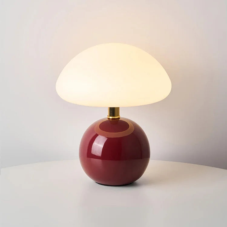 Velumière: Lampada da Tavolo a Forma di Fungo Crema – Luce Retro per Camera da Letto e Soggiorno