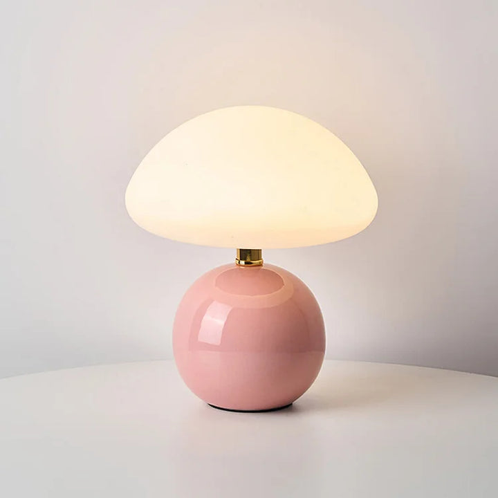 Velumière: Lampada da Tavolo a Forma di Fungo Crema – Luce Retro per Camera da Letto e Soggiorno