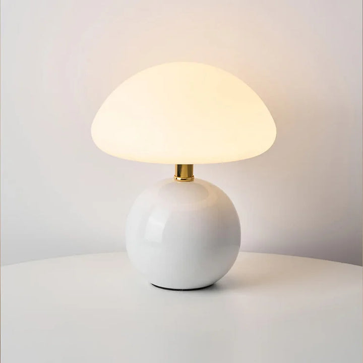 Velumière: Lampada da Tavolo a Forma di Fungo Crema – Luce Retro per Camera da Letto e Soggiorno
