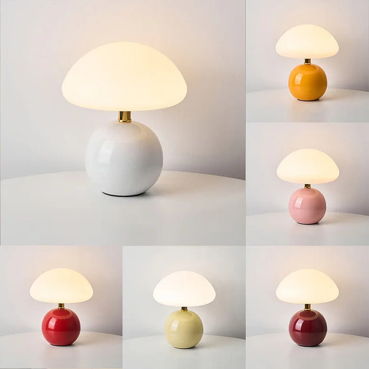 Velumière: Lampada da Tavolo a Forma di Fungo Crema – Luce Retro per Camera da Letto e Soggiorno