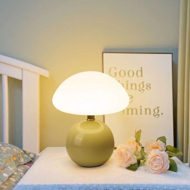 Velumière: Lampada da Tavolo a Forma di Fungo Crema – Luce Retro per Camera da Letto e Soggiorno