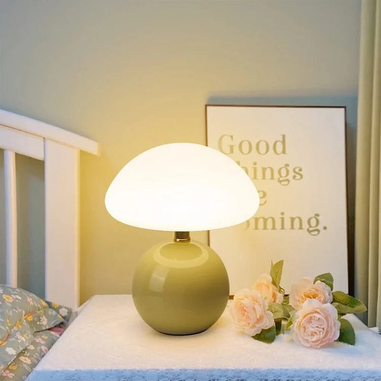 Velumière: Lampada da Tavolo a Forma di Fungo Crema – Luce Retro per Camera da Letto e Soggiorno