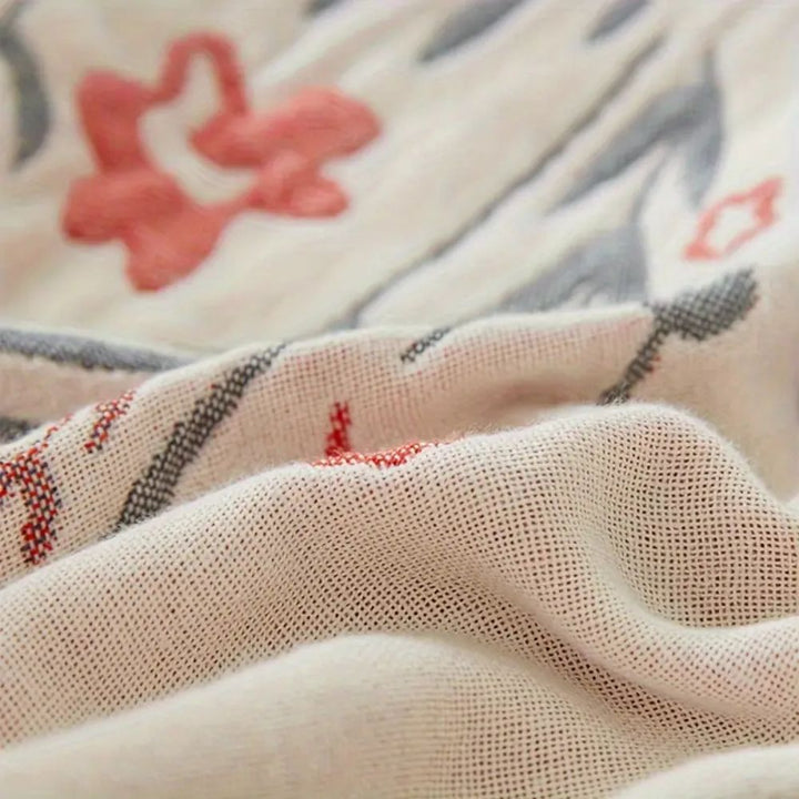 VersaillesBlühen: Coperta in cotone morbido con motivo jacquard floreale e utilizzo reversibile – per divano e camera da letto