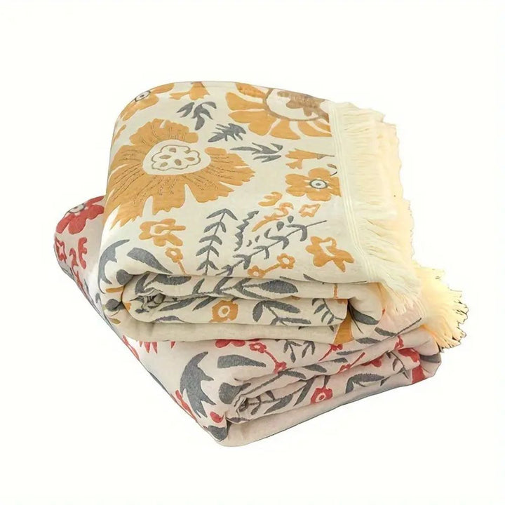 VersaillesBlühen: Coperta in cotone morbido con motivo jacquard floreale e utilizzo reversibile – per divano e camera da letto