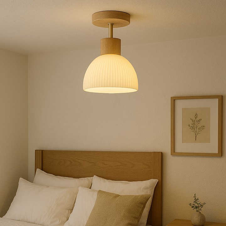 VetraLicht: Moderno Lampadario in Legno e Vetro LED – per Sala da Pranzo e Corridoio