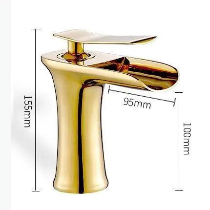 VetroLux: Elegante rubinetto per lavabo – Rubinetto dorato per un ambiente bagno moderno