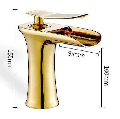 VetroLux: Elegante rubinetto per lavabo – Rubinetto dorato per un ambiente bagno moderno