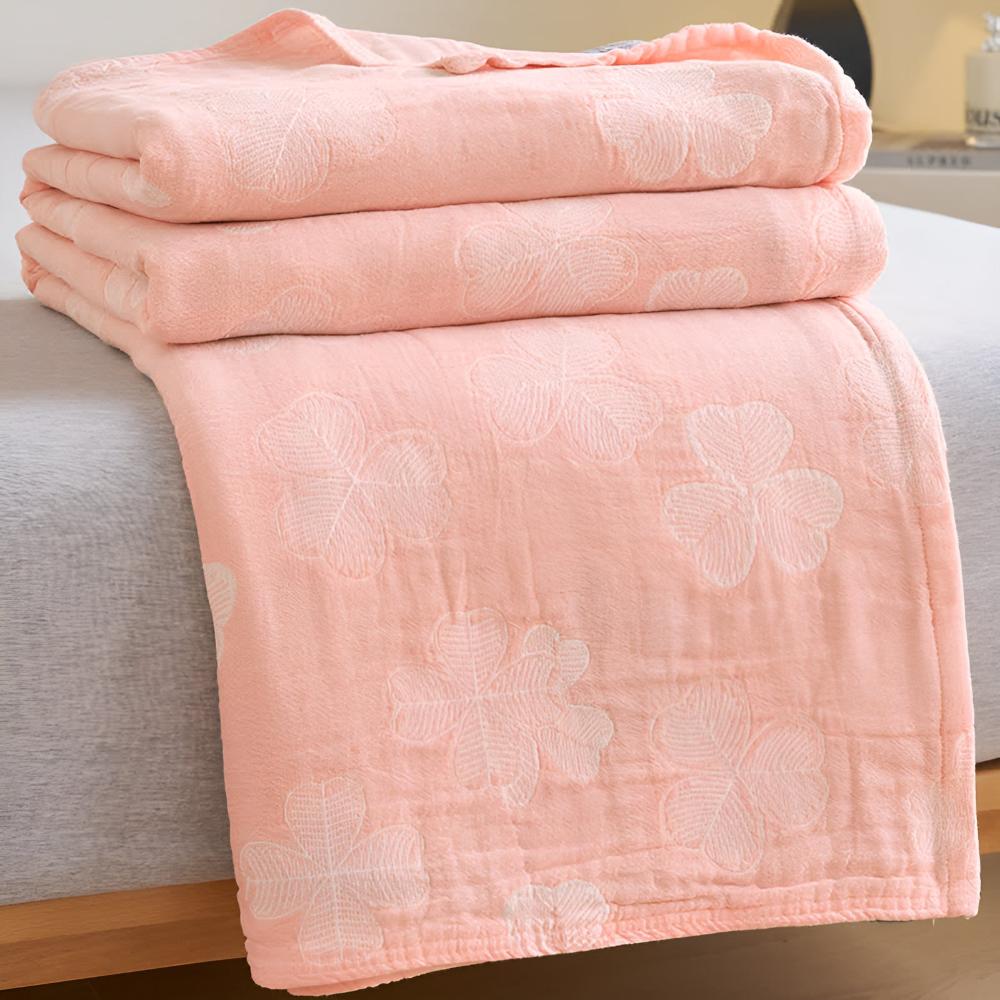 Quattro foglie di trifoglio: Coperta in cotone biologico con struttura a garza a 3 strati – per camera da letto e soggiorno