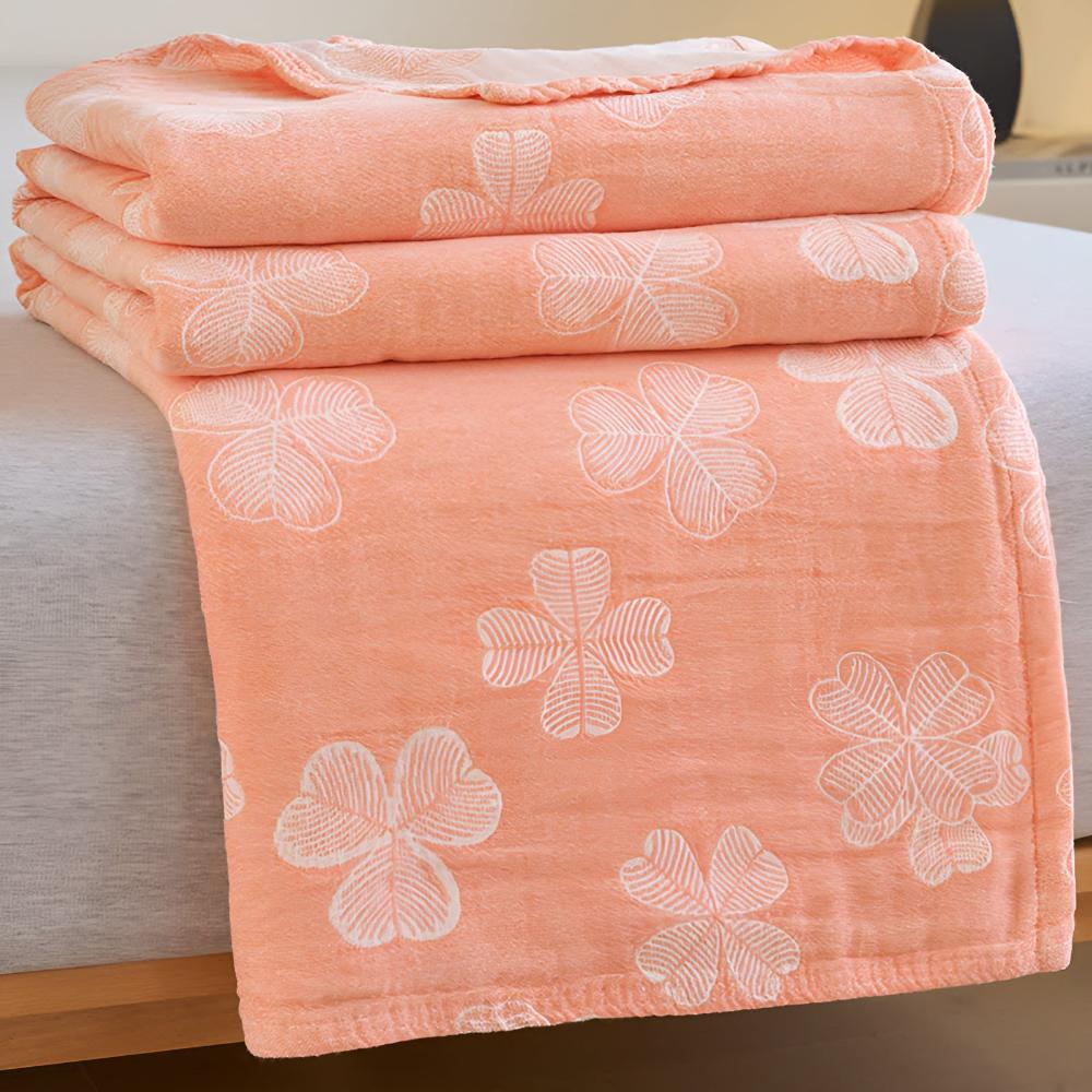 Quattro foglie di trifoglio: Coperta in cotone biologico con struttura a garza a 3 strati – per camera da letto e soggiorno
