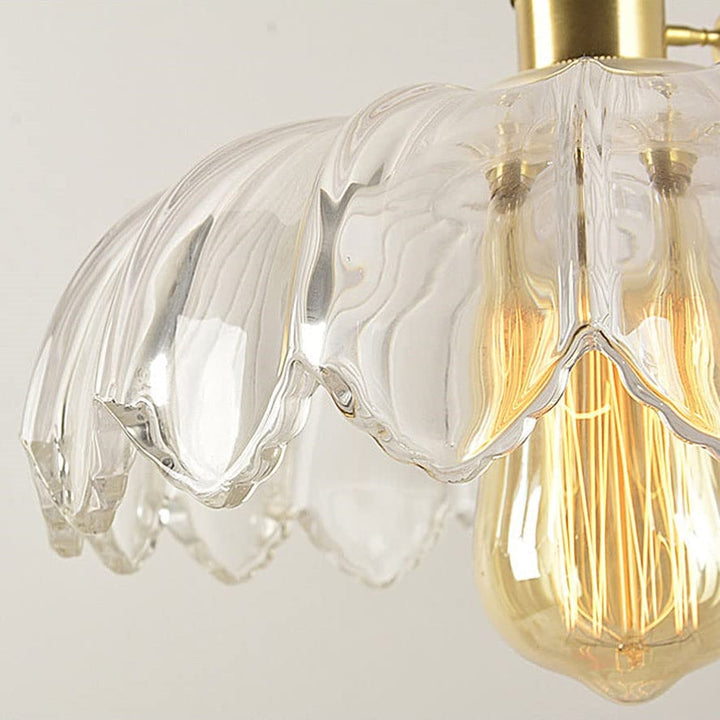 VintaBloom: Lampada a sospensione retro fiore – Lampada a sospensione in vetro con gioco di luci romantico