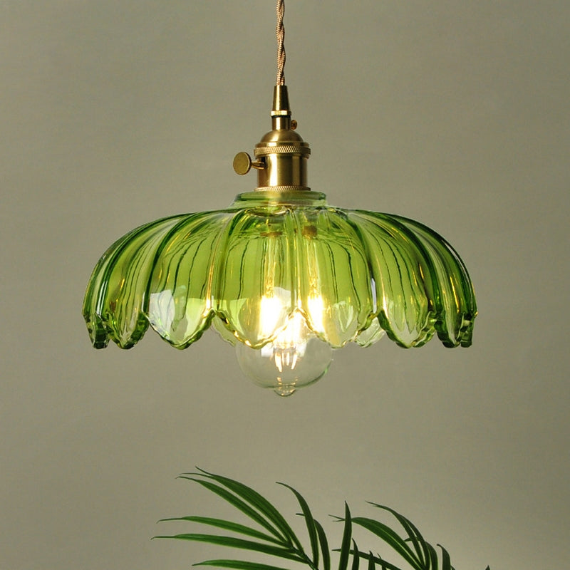 VintaBloom: Lampada a sospensione retro fiore – Lampada a sospensione in vetro con gioco di luci romantico