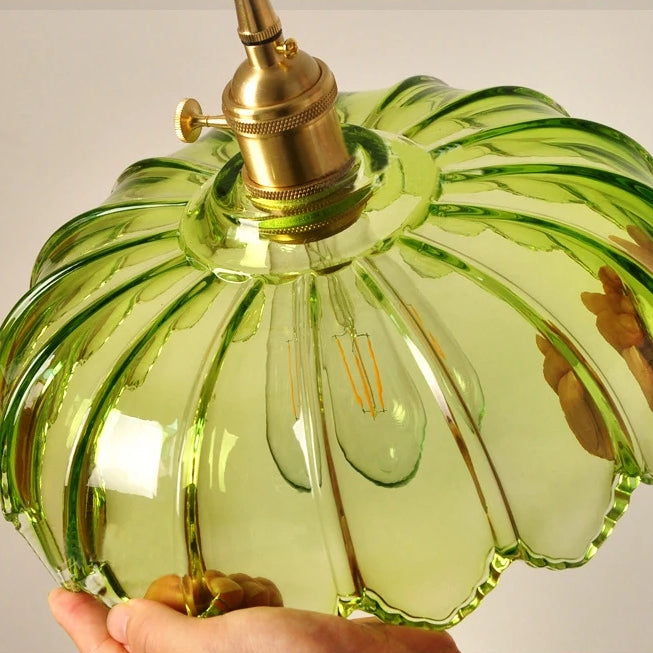 VintaBloom: Lampada a sospensione retro fiore – Lampada a sospensione in vetro con gioco di luci romantico