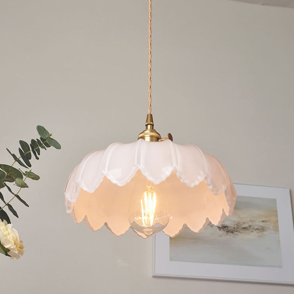 VintaBloom: Lampada a sospensione retro fiore – Lampada a sospensione in vetro con gioco di luci romantico