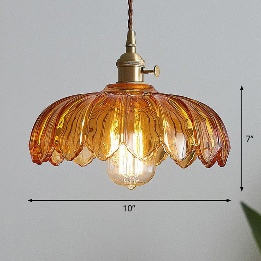 VintaBloom: Lampada a sospensione retro fiore – Lampada a sospensione in vetro con gioco di luci romantico