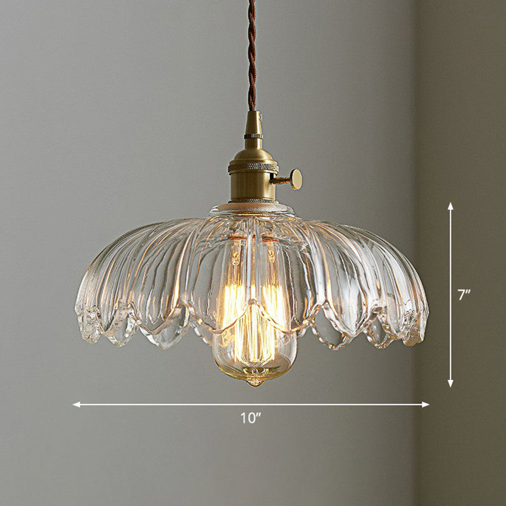 VintaBloom: Lampada a sospensione retro fiore – Lampada a sospensione in vetro con gioco di luci romantico