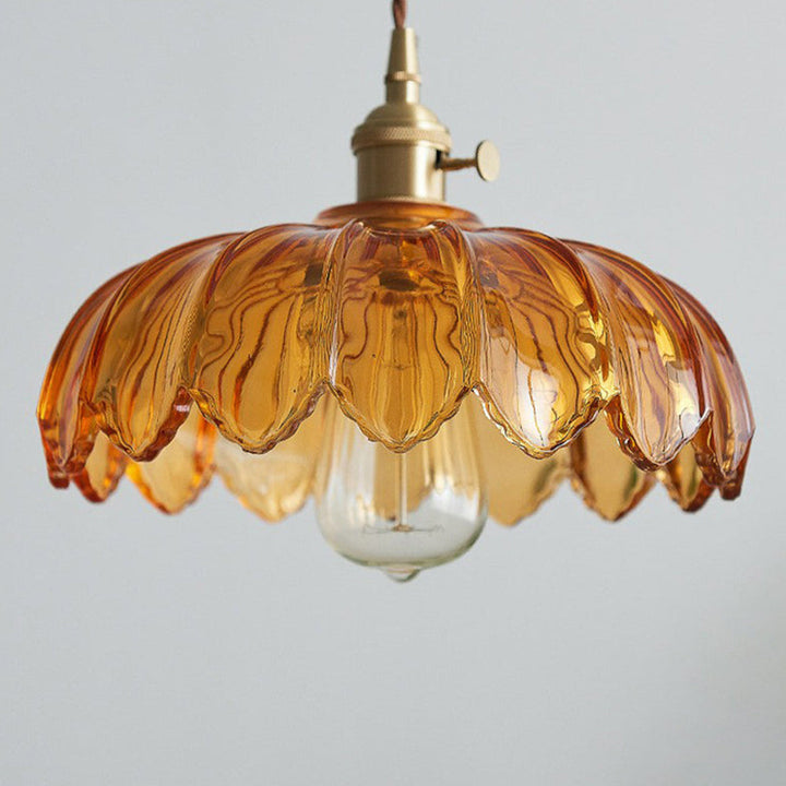 VintaBloom: Lampada a sospensione retro fiore – Lampada a sospensione in vetro con gioco di luci romantico