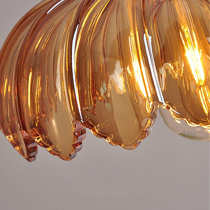 VintaBloom: Lampada a sospensione retro fiore – Lampada a sospensione in vetro con gioco di luci romantico