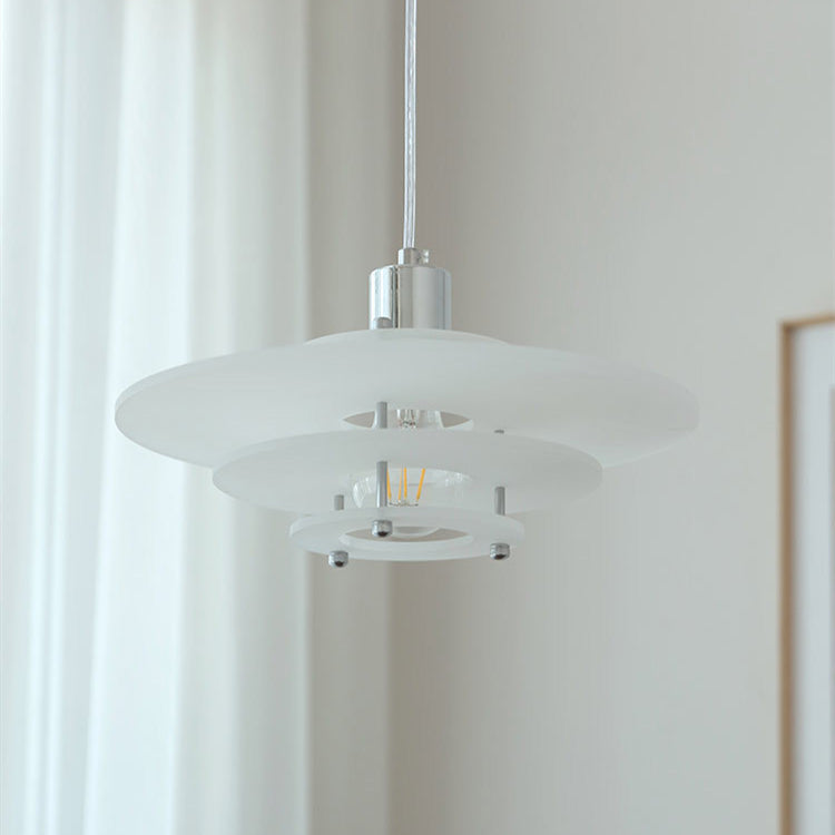 Vintura: Lampada a sospensione in acrilico e ferro in forma moderna di UFO – per interni retro eleganti