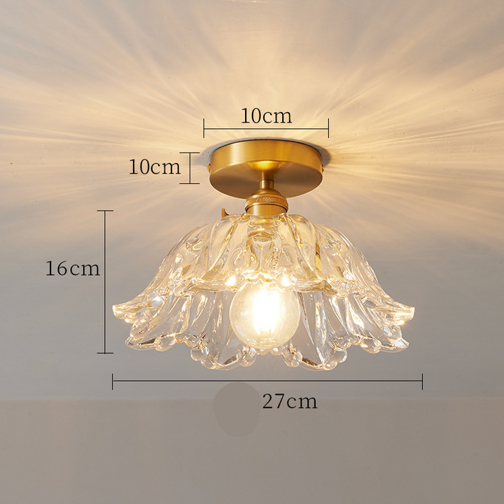 Virelys: Lampada a sospensione con struttura in vetro floreale e attacco E27-LED – per interni moderni