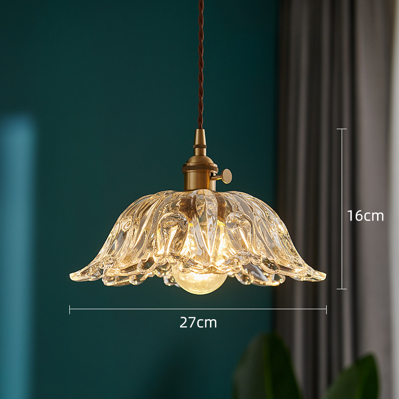 Virelys: Lampada a sospensione con struttura in vetro floreale e attacco E27-LED – per interni moderni