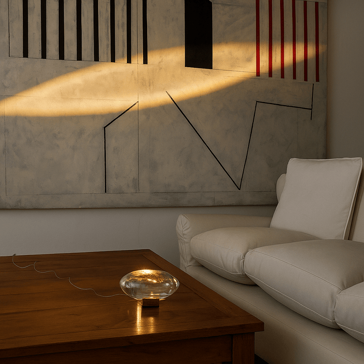 VitraEye: Lampada da tavolo in vetro trasparente LED con luminosità regolabile – per soggiorno e studio