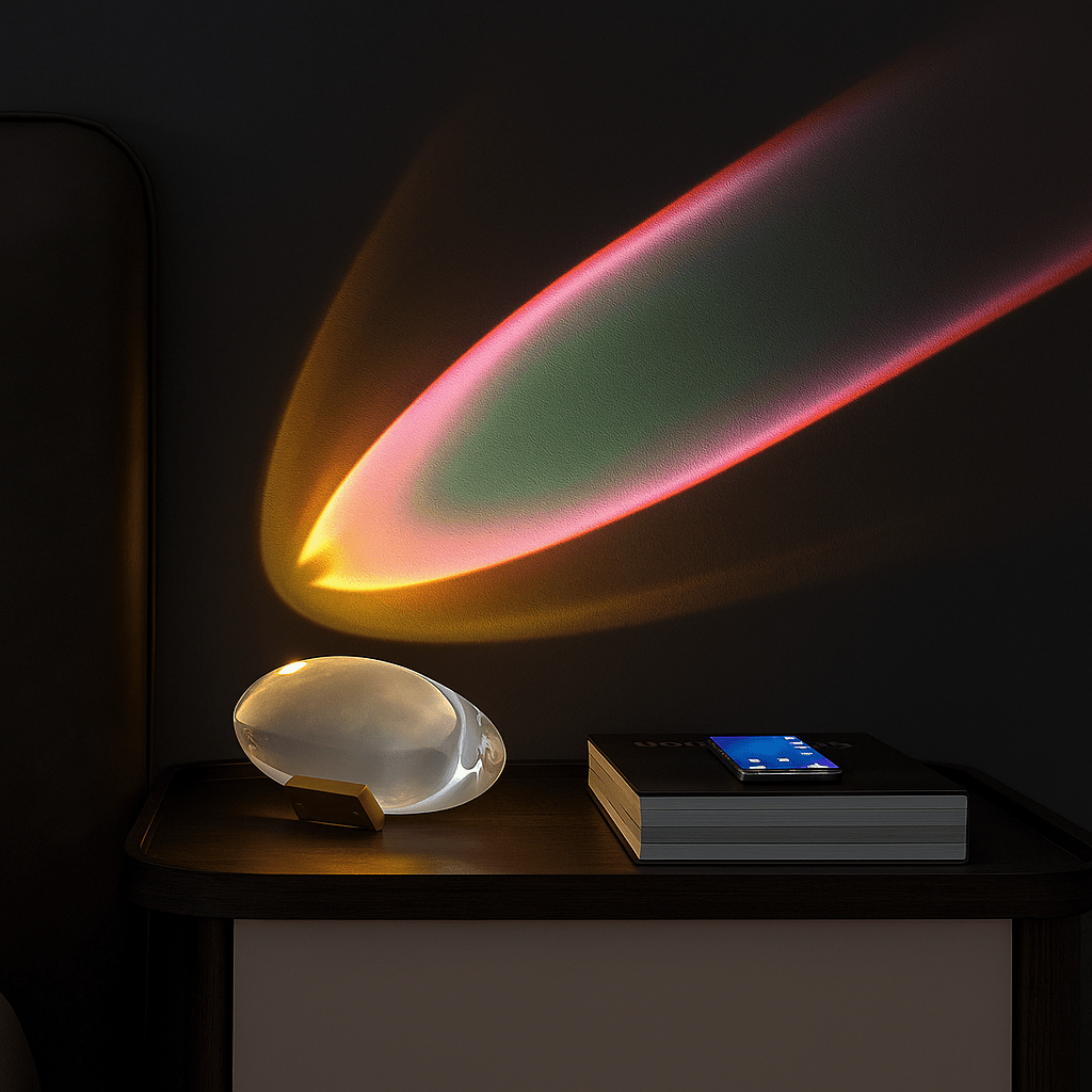 VitraEye: Lampada da tavolo in vetro trasparente LED con luminosità regolabile – per soggiorno e studio