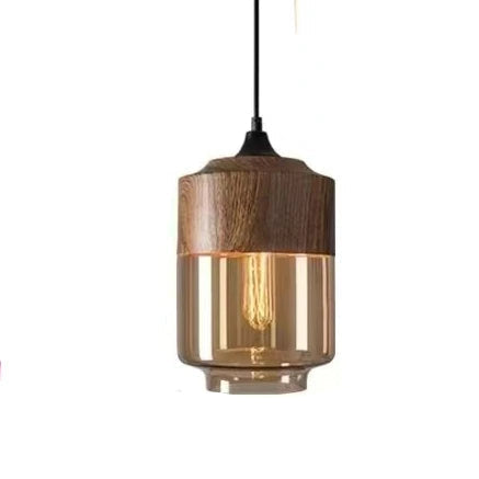 VitraGlow: Lampada a sospensione in vetro e legno – Design elegante per soggiorno e sala da pranzo
