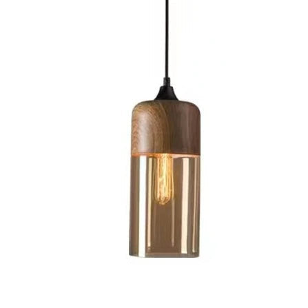 VitraGlow: Lampada a sospensione in vetro e legno – Design elegante per soggiorno e sala da pranzo