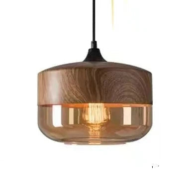 VitraGlow: Lampada a sospensione in vetro e legno – Design elegante per soggiorno e sala da pranzo