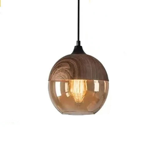 VitraGlow: Lampada a sospensione in vetro e legno – Design elegante per soggiorno e sala da pranzo