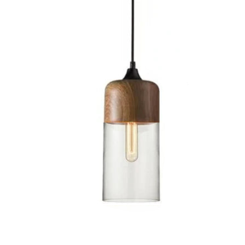 VitraGlow: Lampada a sospensione in vetro e legno – Design elegante per soggiorno e sala da pranzo