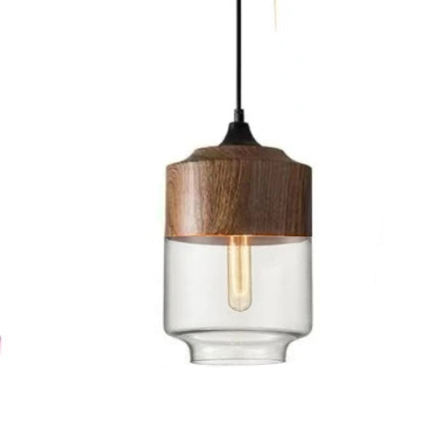 VitraGlow: Lampada a sospensione in vetro e legno – Design elegante per soggiorno e sala da pranzo