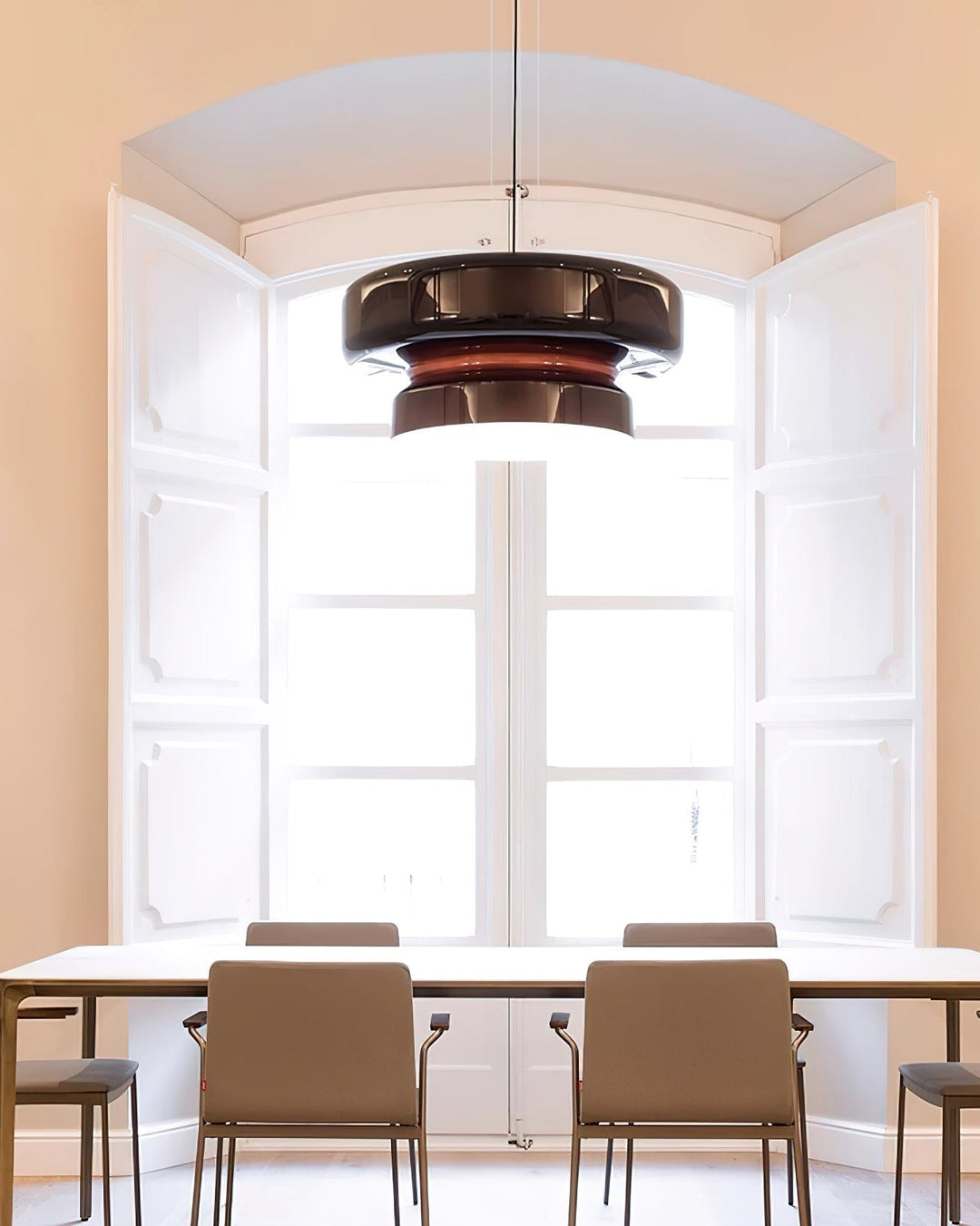 VitraGlow: Lampada a sospensione in vetro dal design moderno – Lampada a due livelli per soggiorno e sala da pranzo