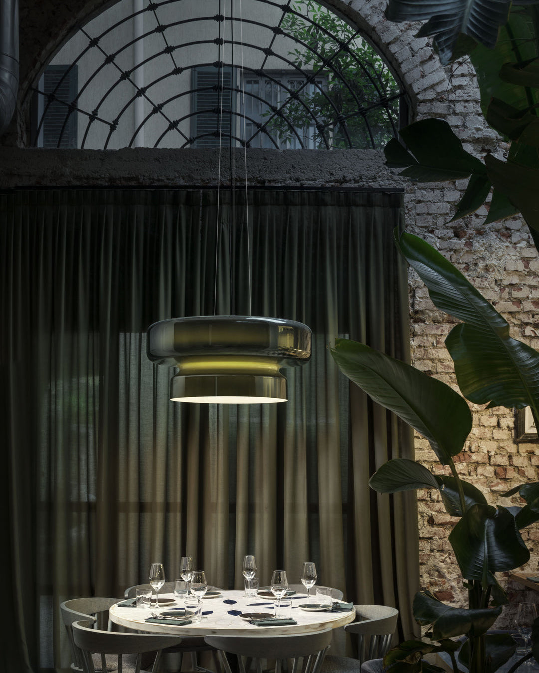 VitraGlow: Lampada a sospensione in vetro dal design moderno – Lampada a due livelli per soggiorno e sala da pranzo