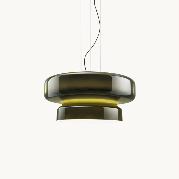VitraGlow: Lampada a sospensione in vetro dal design moderno – Lampada a due livelli per soggiorno e sala da pranzo