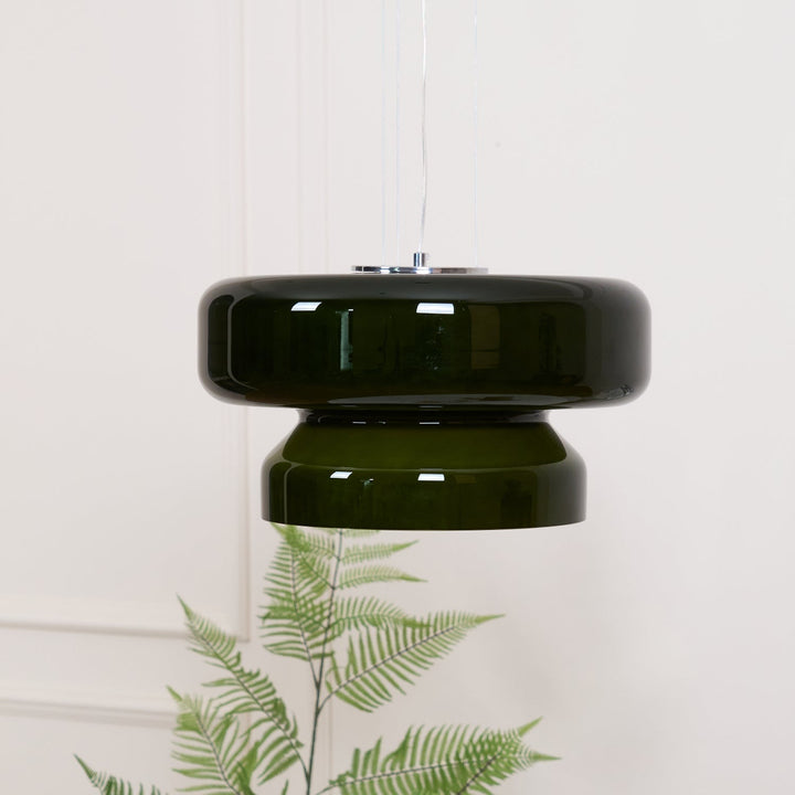 VitraGlow: Lampada a sospensione in vetro dal design moderno – Lampada a due livelli per soggiorno e sala da pranzo