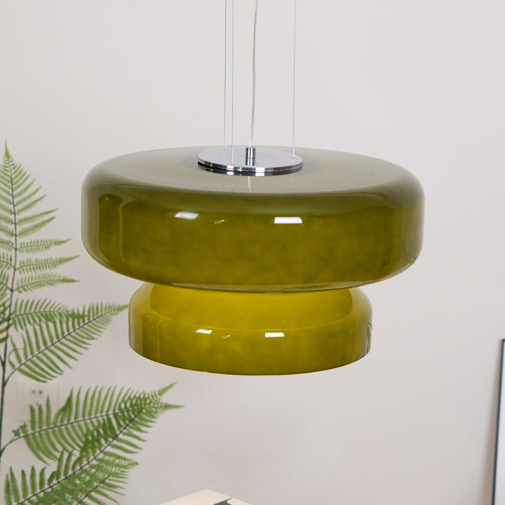 VitraGlow: Lampada a sospensione in vetro dal design moderno – Lampada a due livelli per soggiorno e sala da pranzo